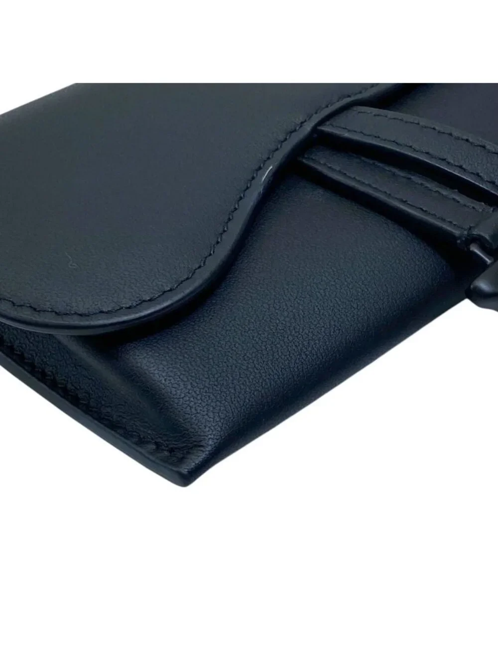 Dior Saddle Nano Pouch Chain Wallet Shoulder Bag Leather Black Practical